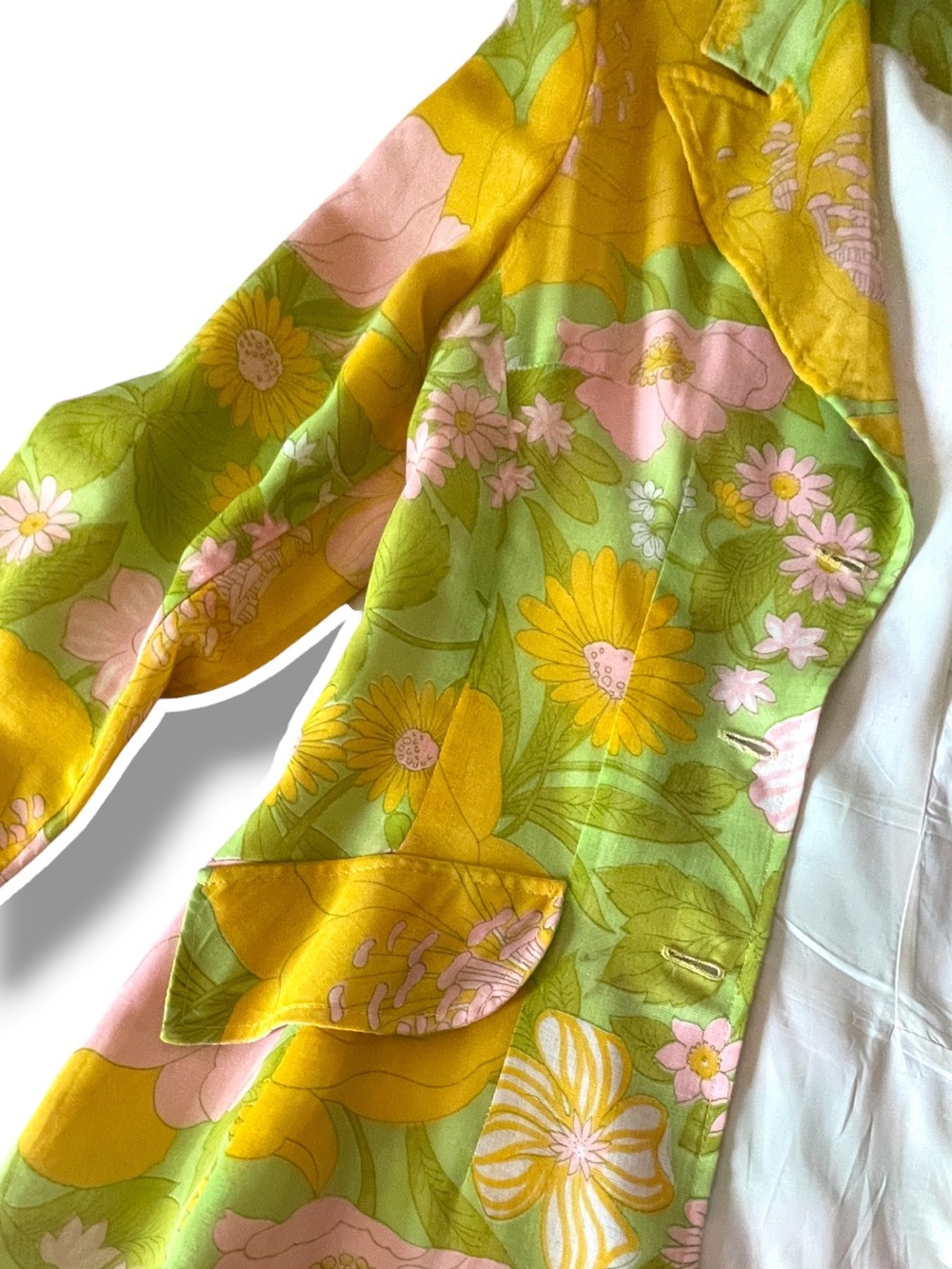 Rare! Vintage 70s authentic Women's Blazer Jacket voile floral print sz M perfec